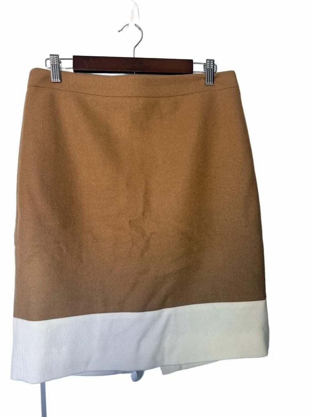 J.Crew The Pencil Skirt Size 8 Colorblock Wool Camel White_165